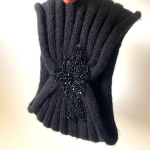 C.C. Exclusives Black Headband Ear Warmer with Black Beaded Design